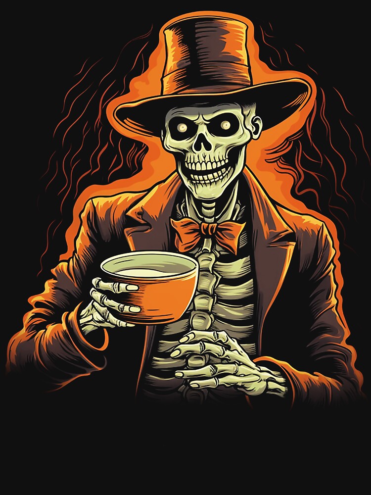 Skeleton holding coffee cup -  Skeleton Coffee Drinker by JansenGS
