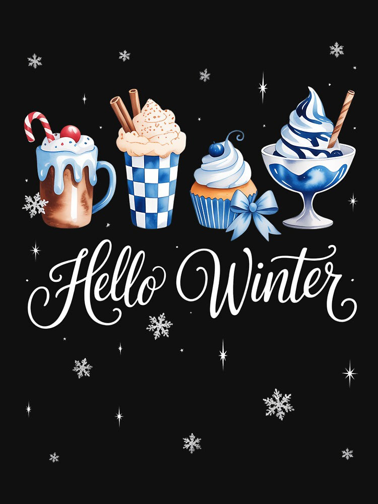 Hello Winter Sweet Cozy Coffee Lovers Snowman Christmas by SapfireStuArt