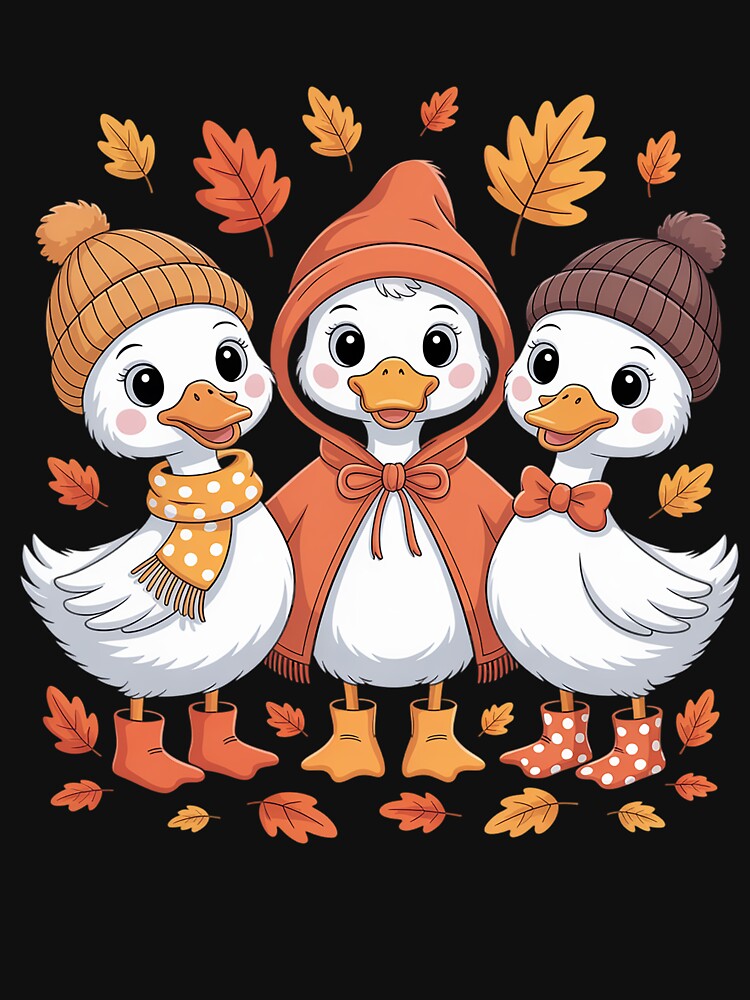 Cozy Goose Fall Vibes Fall Leaves Retro Autumn by HaileyRobel