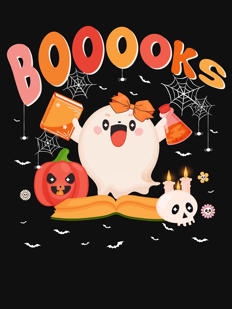 Cute Ghost Book Reading Teacher School Funny Halloween by Scotte-Swiercz