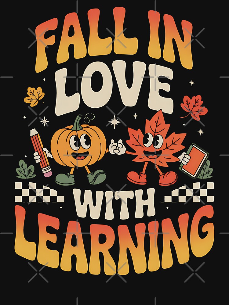 Retro Fall in Love with Learning Autumn Pumpkin Teacher by BakeryDozen