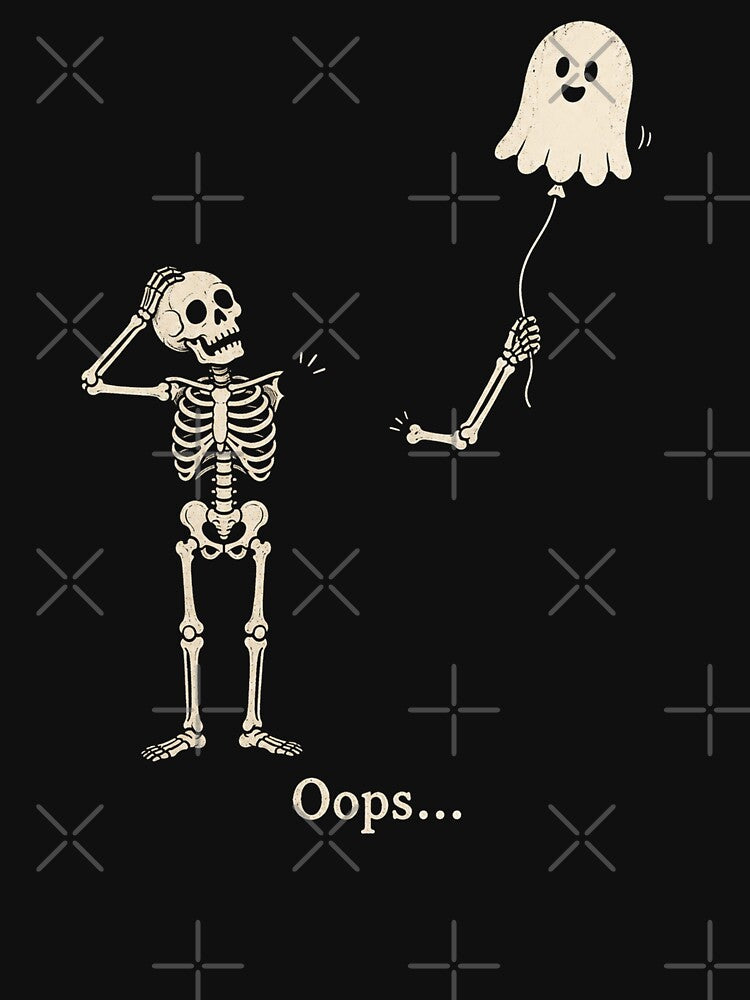 Skeleton Holding Balloon Ghost Gothic Halloween Funny by will freed18