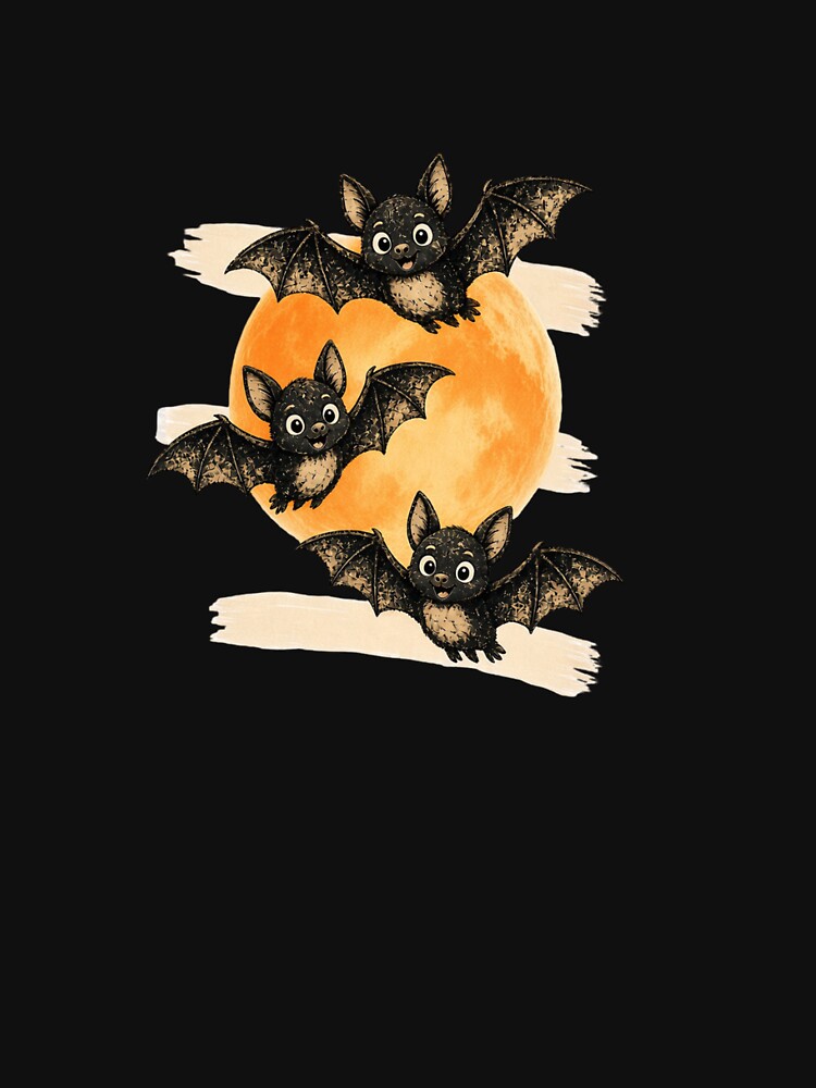 Spooky Cute Bats Halloween Full Moon Vintage Aesthetic by InkWeaveShop