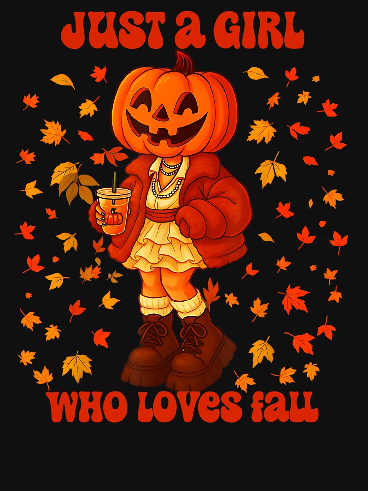 Vintage Just A Girl Who Loves Fall Pumpkin Head Autumn by Tae-bois