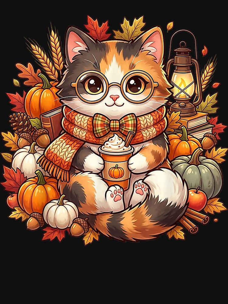 Cute Fall Cat Pumpkin Autumn Harvest Cozy Season Kitten by BelindaPen