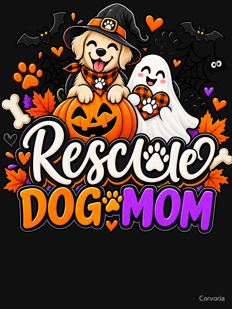 Rescue Dog Mom Halloween Gift Cute Ghost Pumpkin Style by Corvoria