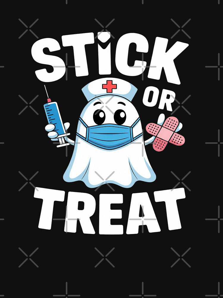 Stick Or Treat Nurse Ghost Halloween Fun For Healthcare by velltoons