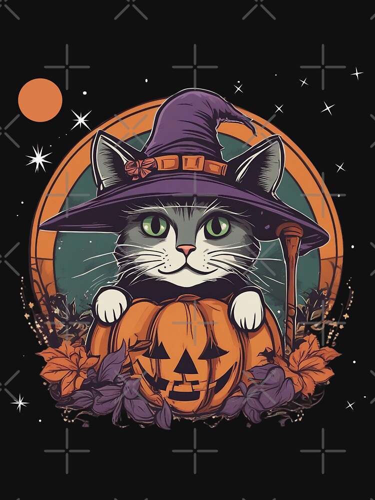 Cute Cat Halloween Moon and Stars by LuizSilva1983