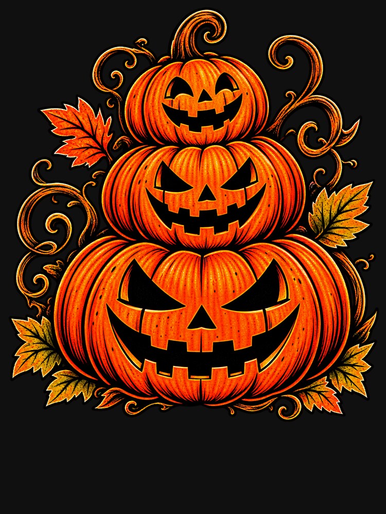 Vintage Stacked Pumpkins Halloween Design by StyleBloomes