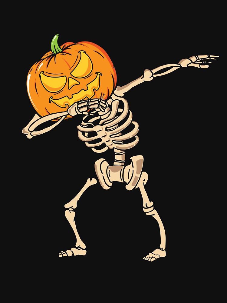 Dabbing skeleton with pumpkin head by cutenevil