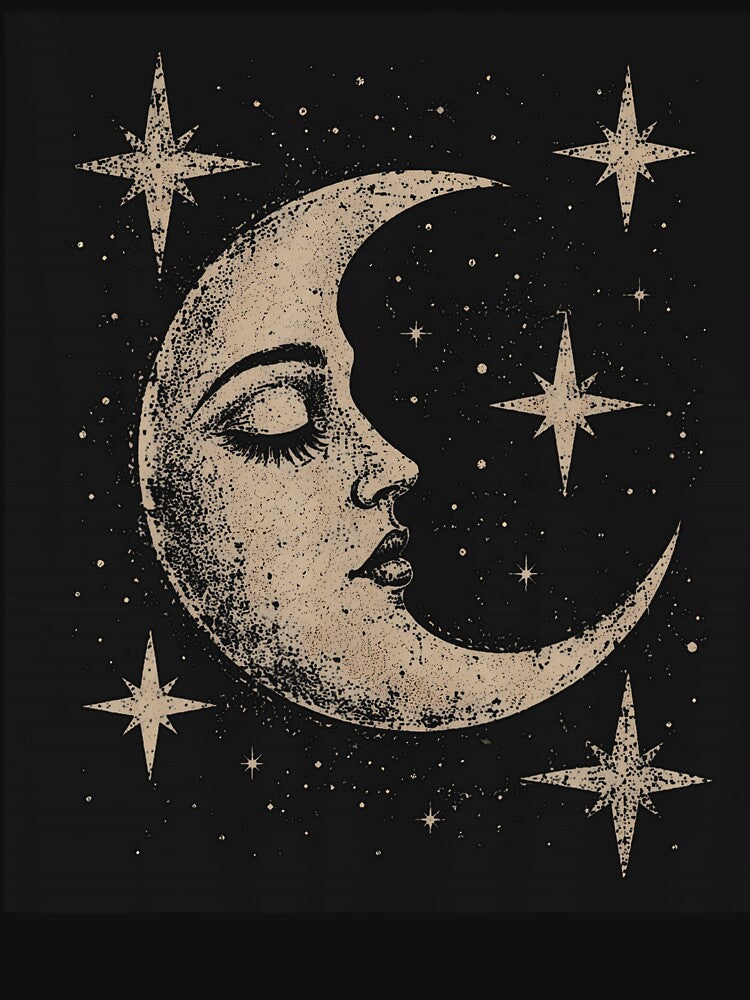 Celestial Moon Face Crescent Moon Boho Gothic Astrology by ripgoatclothing