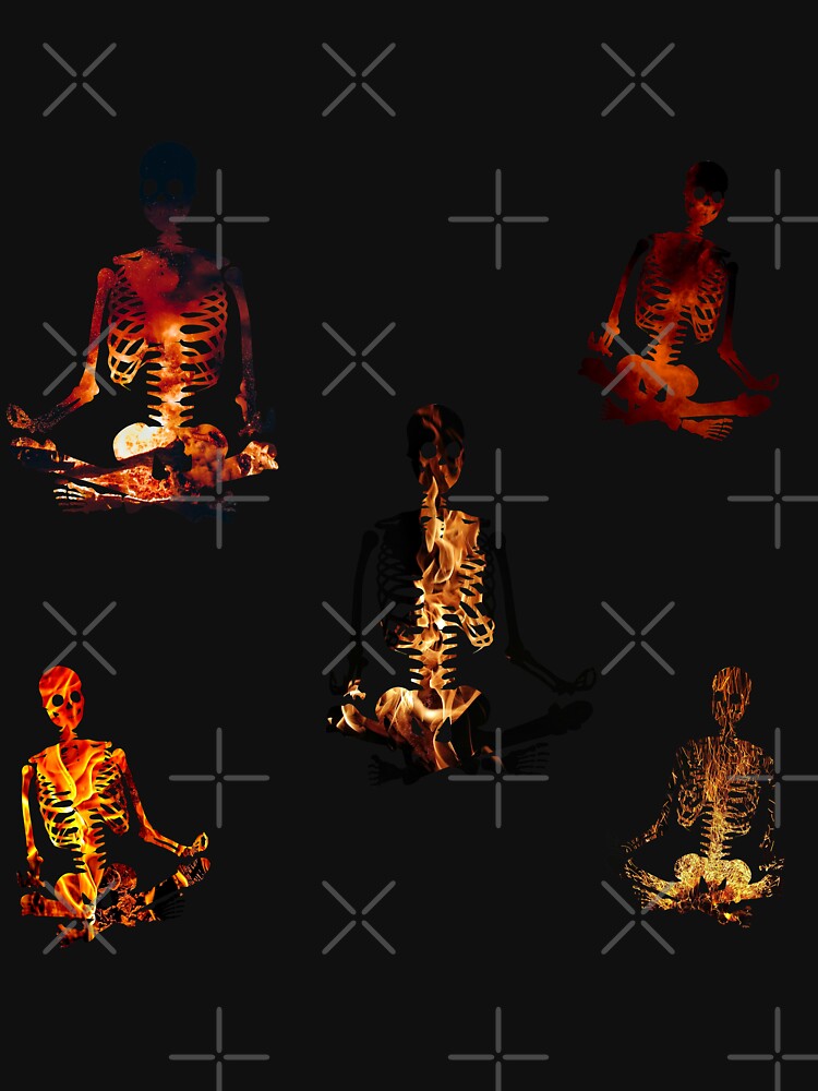 Meditating skeleton gang is on Fire by stickmeok