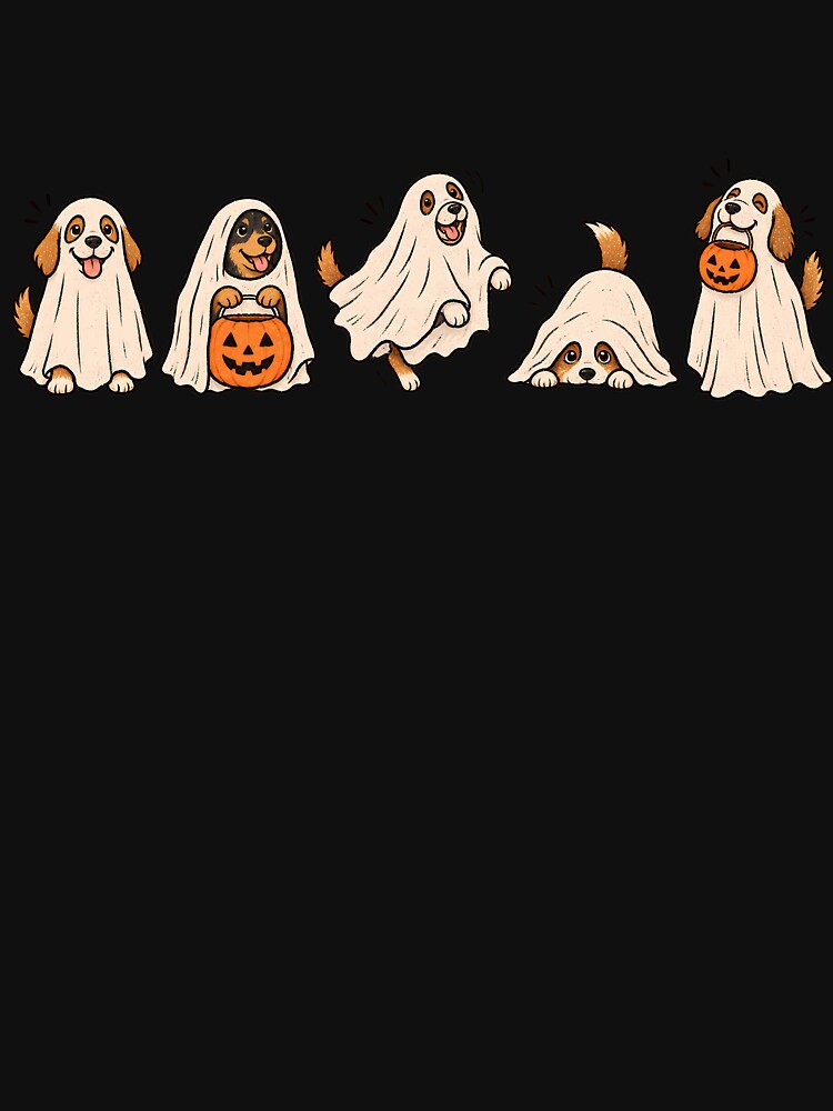 Cute Ghost Dogs Halloween Funny Dog Lover Spooky T-Shirt by Moss & Mellow