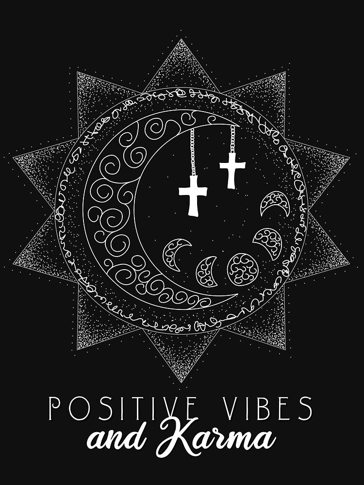 Moon Geometric Moon Phases Positive Vibes Karma by AOCreativeProd