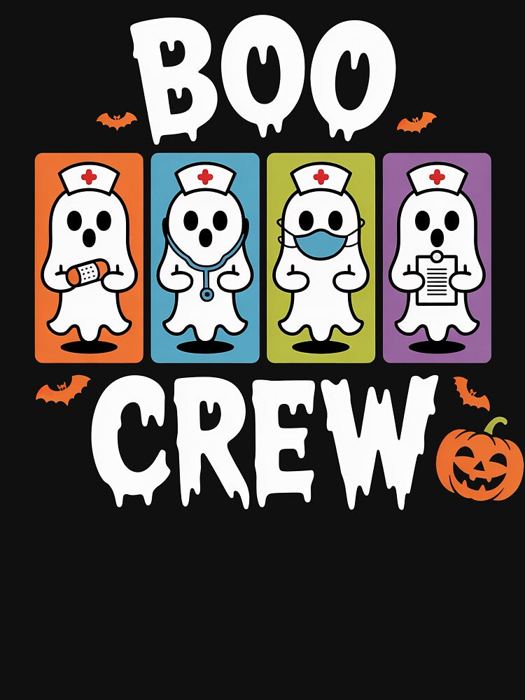Boo Crew Ghost Nurses Funny Halloween Medical Costume Design by PosiMCreations