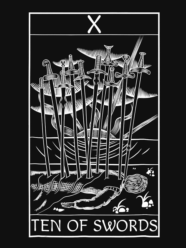 Tarot Card 10 X Ten Of Swords T-Shirt Occult Vintage Gift by Dezutterkenny
