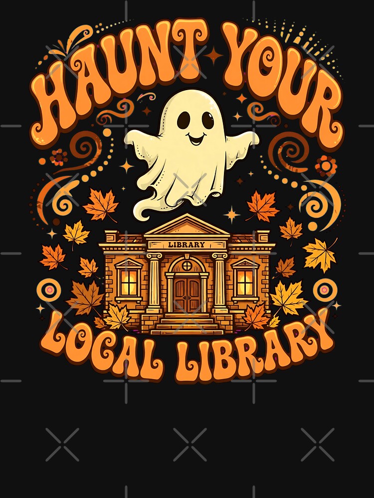 Haunt Your Local Library Cute Ghost Halloween Book Lover by Moad Fahim