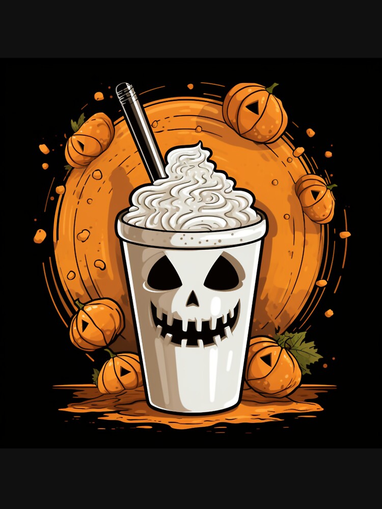Vintage Coffee cup with halloween pumpink Sublimation Design by BabydellArt