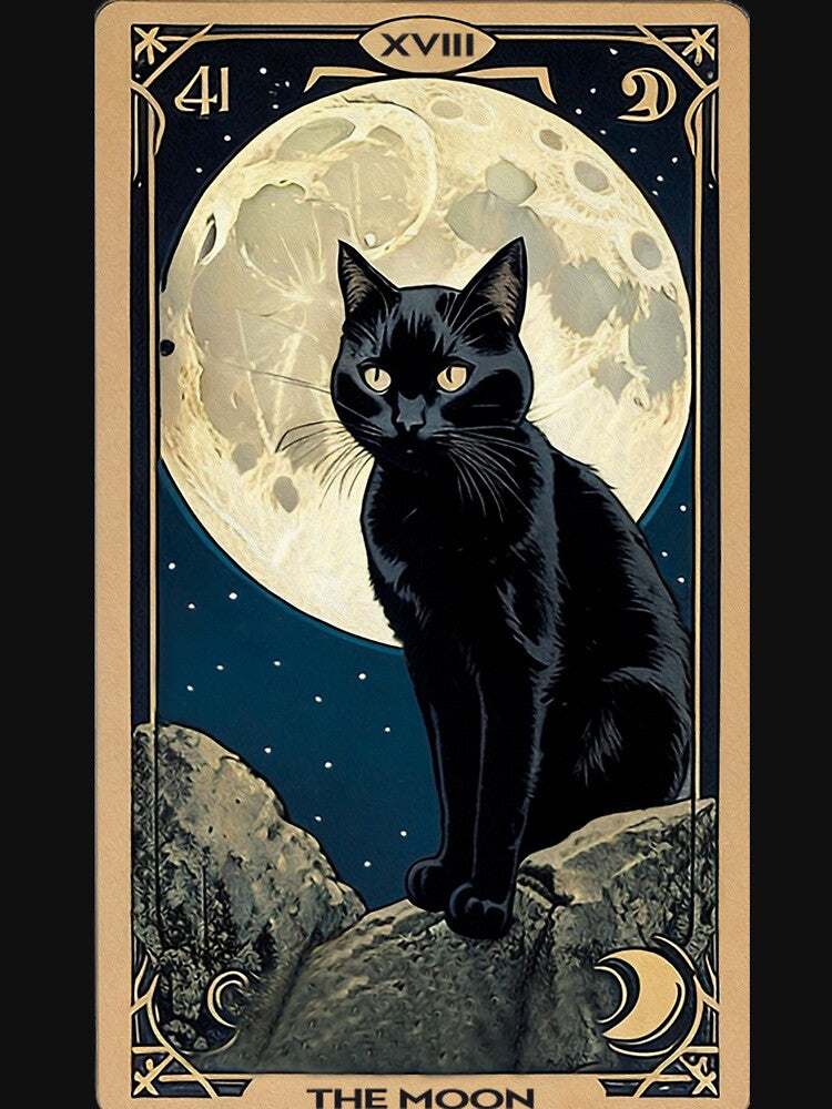 the moon tarot card - black cat by chicagocat80s