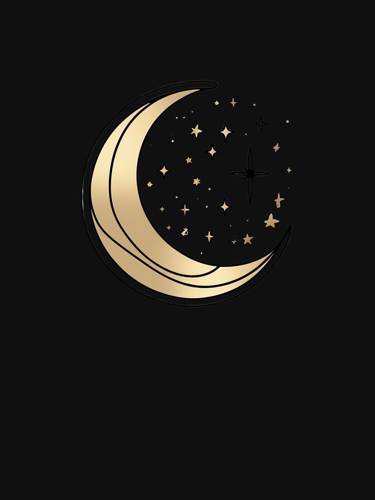 Mystical Celestial Moon and Stars – Minimalist Cosmic Design by LaurannaDesign