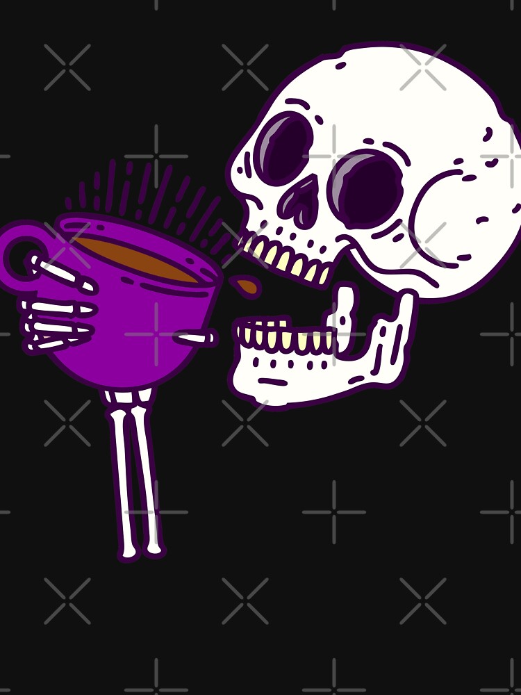 halloween coffee drinking skull skeleton purple by Gossip Rag