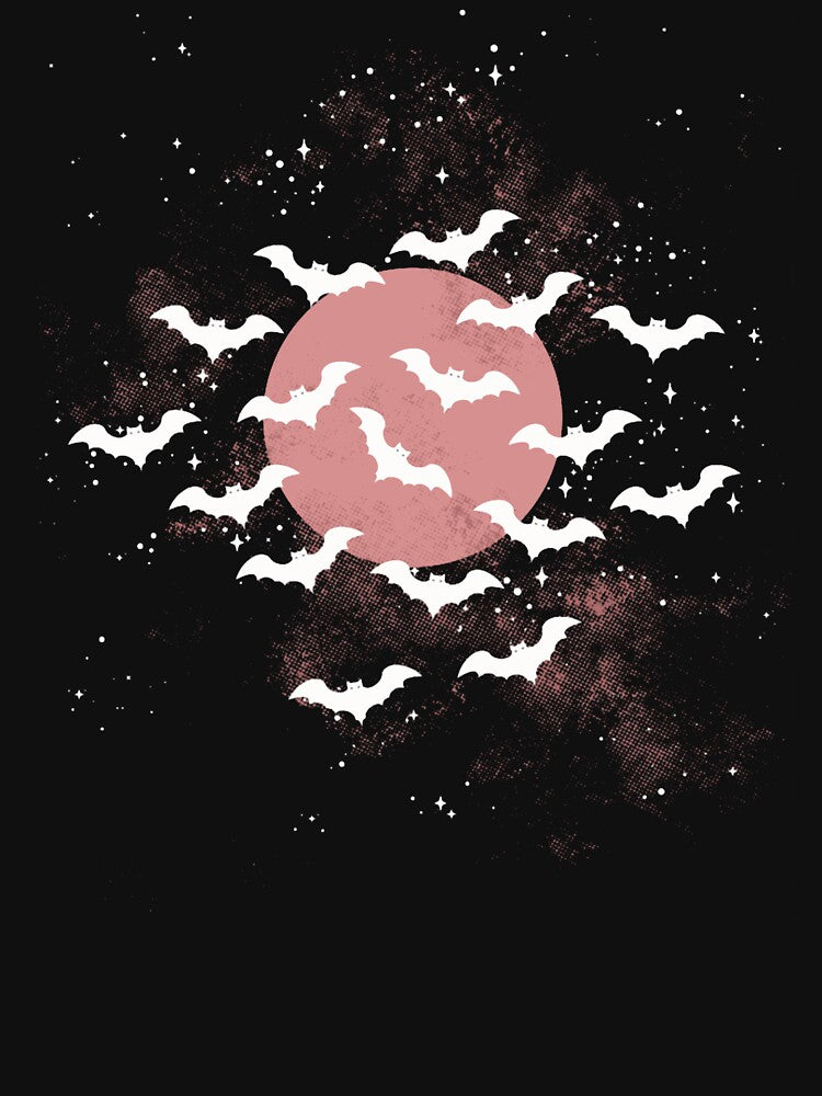 Gothic Bats Night Sky Full Moon Illustration by ZORA05
