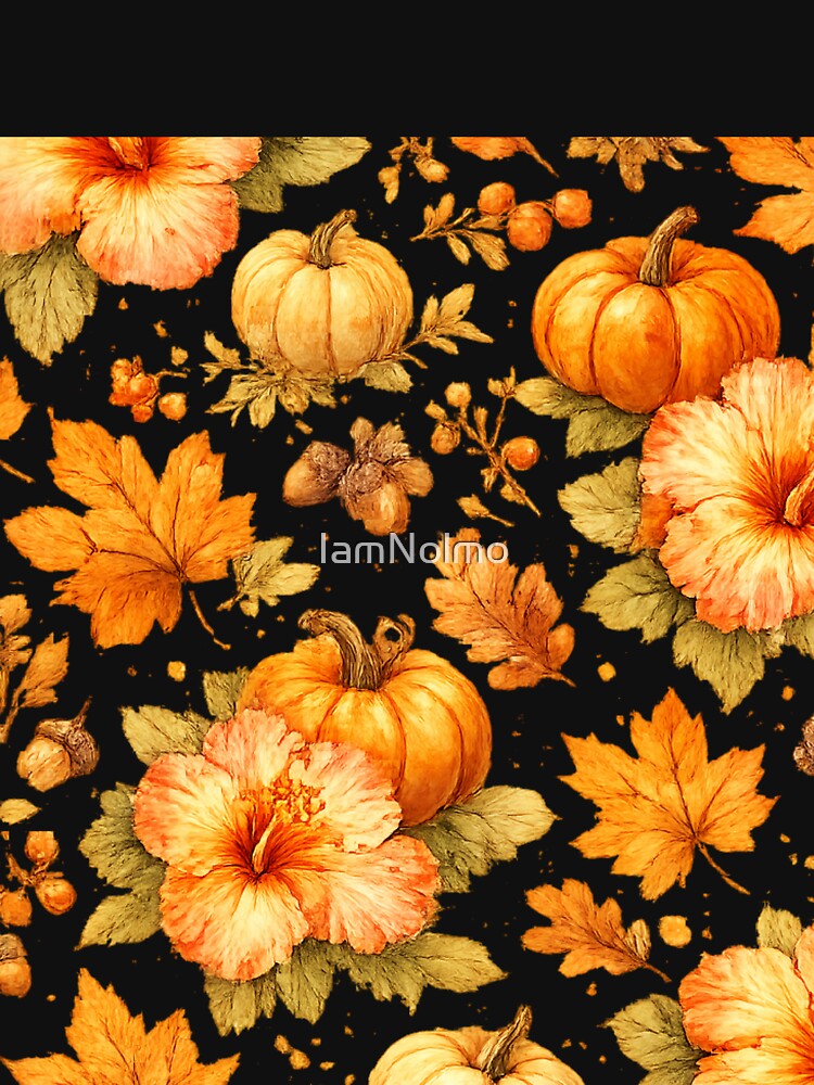 Autumn Harvest Hibiscus Pumpkin Pattern | Watercolor by IamNolmo