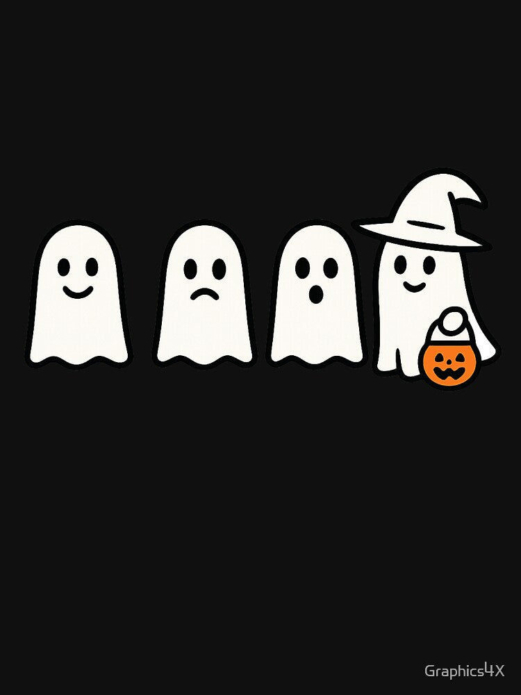 Cute Halloween Ghosts with Pumpkin Design by Graphics4X