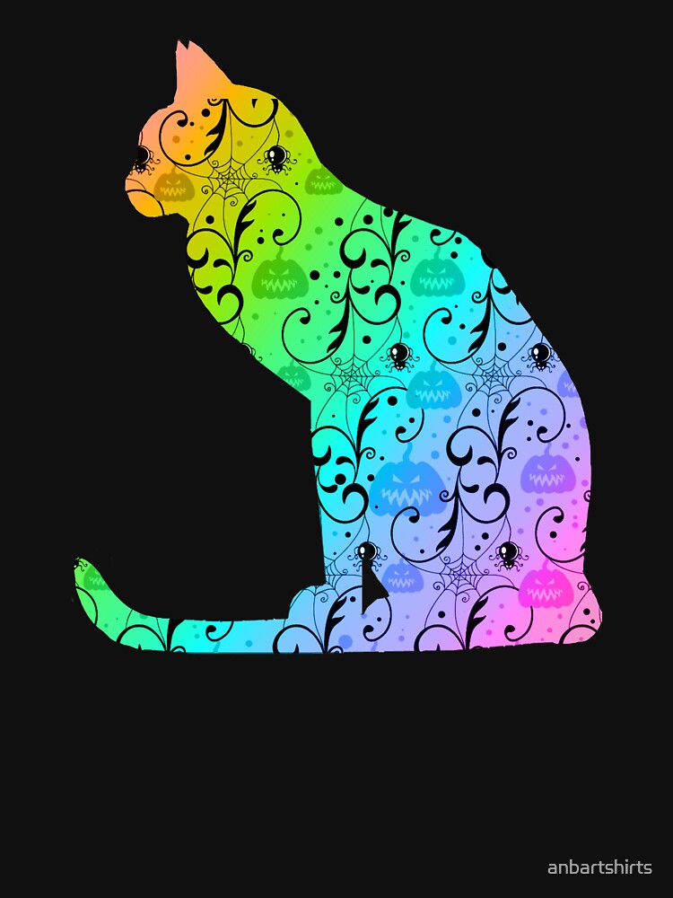 Colorful Halloween Cat With Pumpkin by anbartshirts