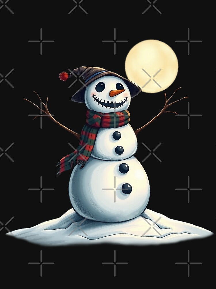 Spooky Snowman Under the Moon | Winter Decor by UnhingedBird