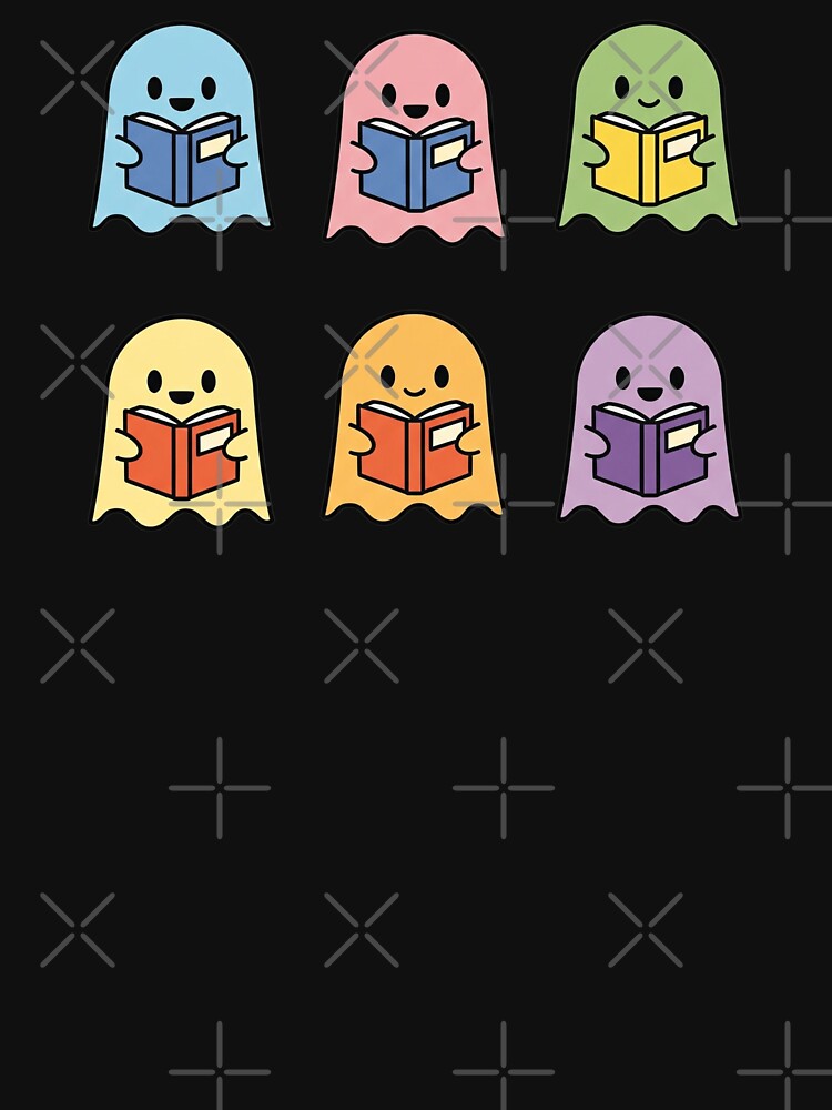 Bookish Ghosts | Whimsically Spooky and Cozy Literary Graphic by Tw1nsAIArt