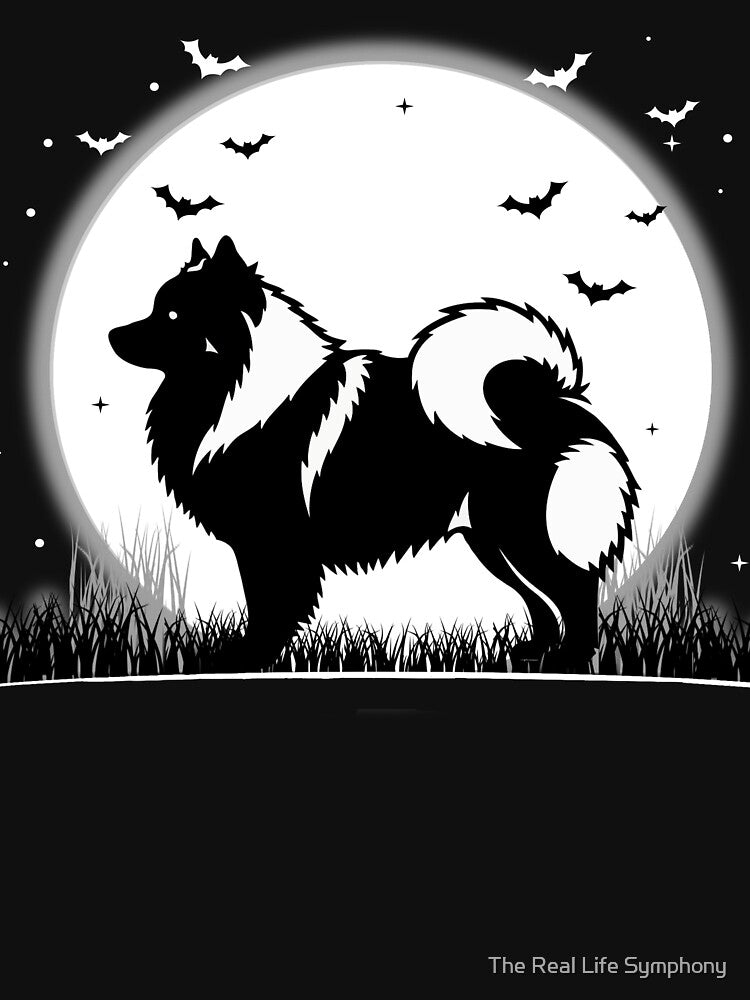 Keeshond Dog – Halloween Moon Silhouette by The Real Life Symphony