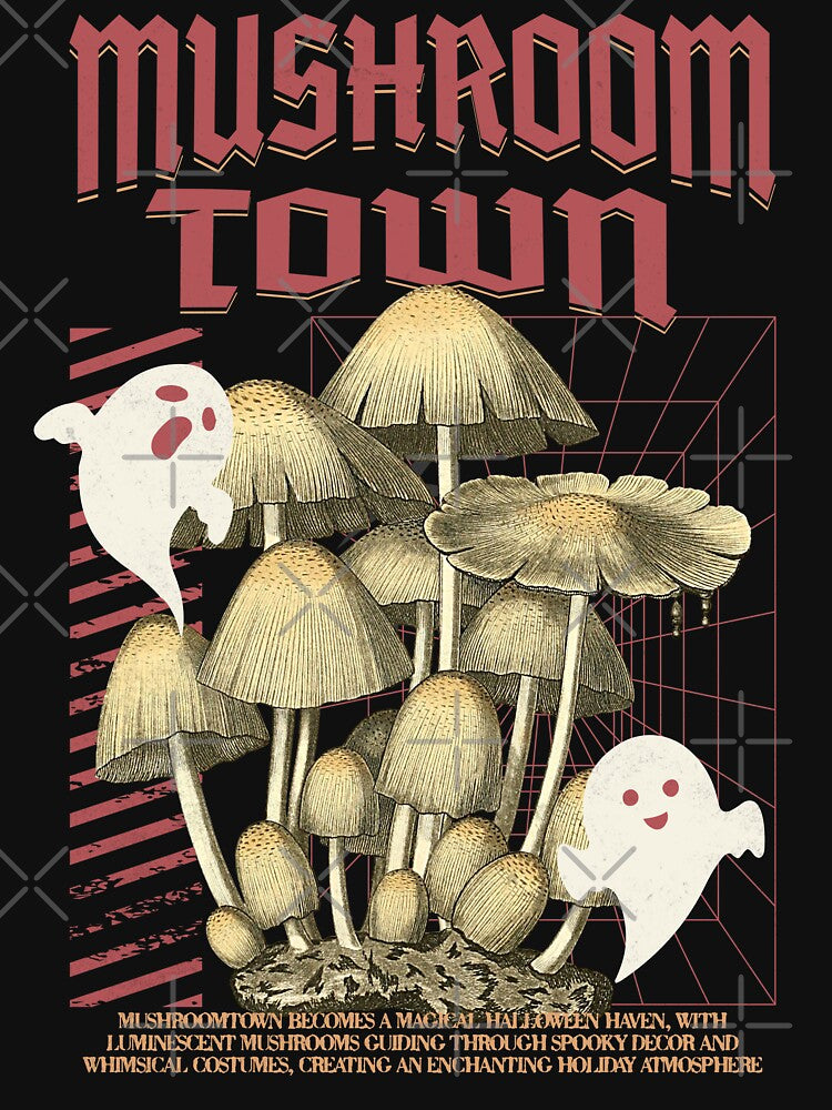Halloween Mushroom Town, Spooky Season by BronikowskiART
