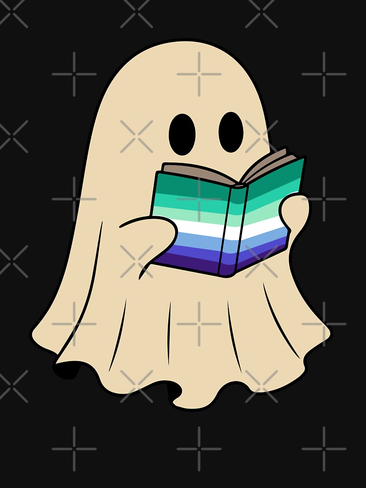 Gay Man Halloween Ghost Reading Book by Cannaxes Studio