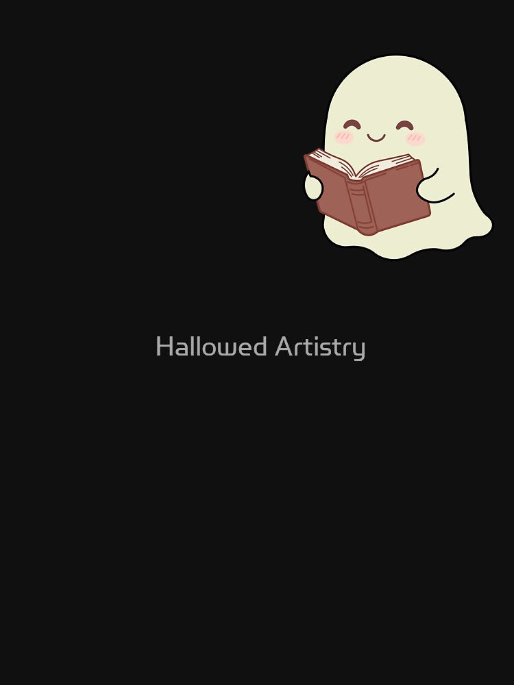 Cute Kawaii Ghost Reading a Book Cute Spooky Reader Gift by Hallowed Artistry