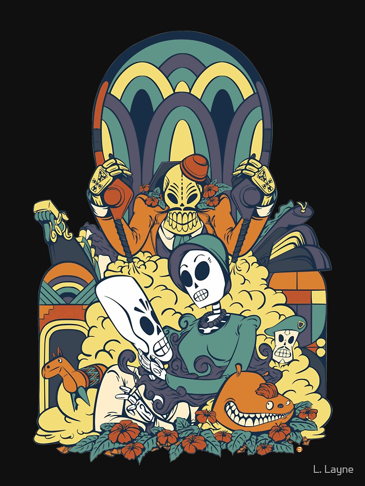 Grim Fandango Vintage Videogame Artwork by L. Layne