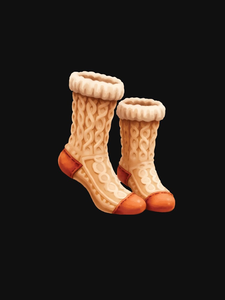 Cozy Knitted Socks – Autumn Winter Illustration by mybunnyparadise