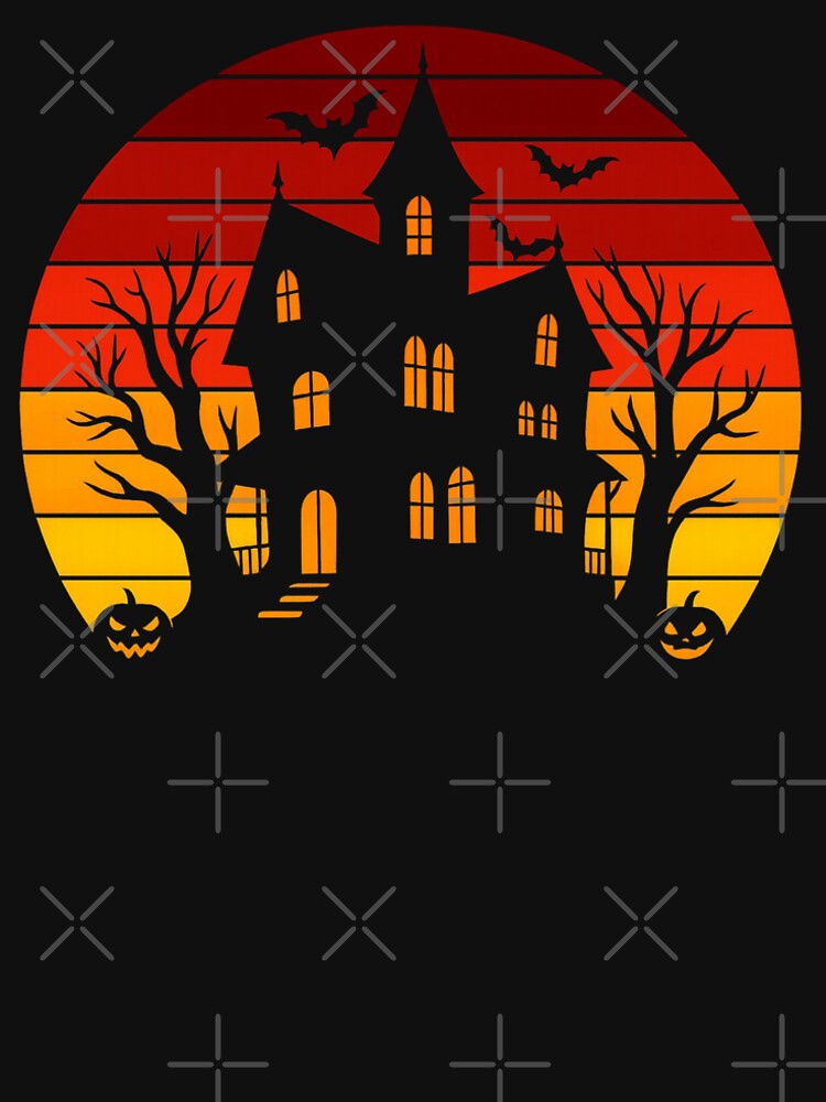 Retro Haunted House Sunset – Spooky Halloween Design V2 by Stinky Lincy's Apparel Company