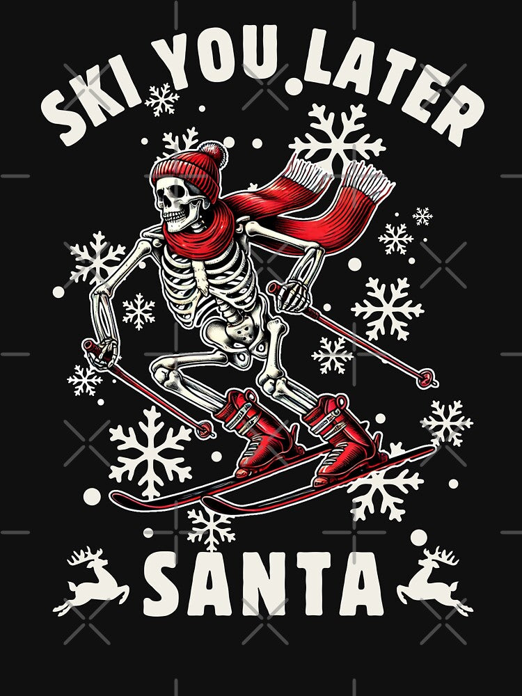 Ski You Later Santa Funny Skeleton Skiing Christmas by BaliChili