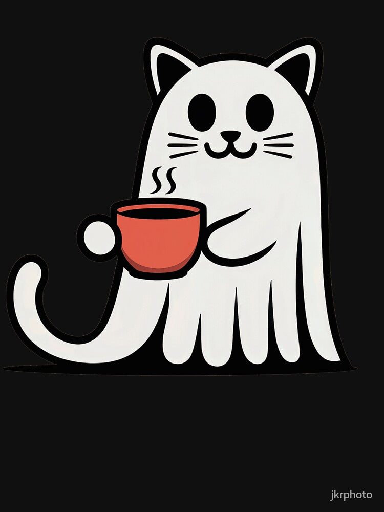 ghost cat with coffee by jkrphoto