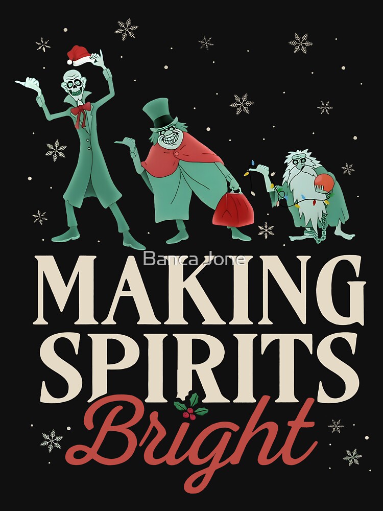 Making Spirits Bright Hitchhiking Ghosts Santa Hat Merry Christmas by BancaJone