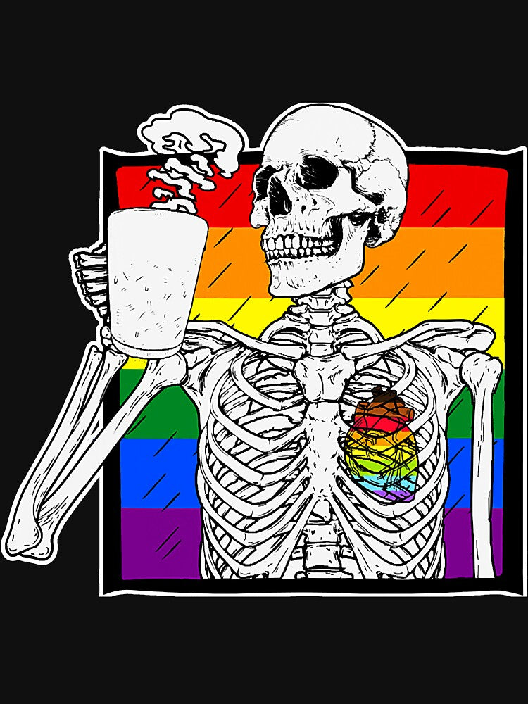 Goth Skeleton Coffee Gay Lesbian Pride by YesterDayCheck