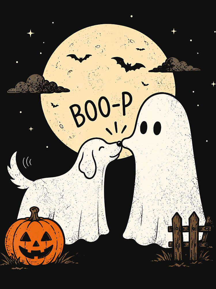 Retro Boo Boo P Dog Ghost Funny Halloween Design by cruddenstroud23
