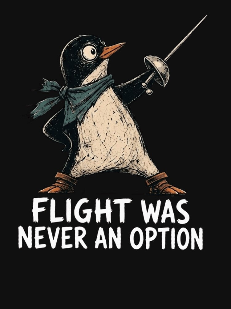 Flight Was Never An Option Funny Fencing Penguin Meme by haitrieuic96