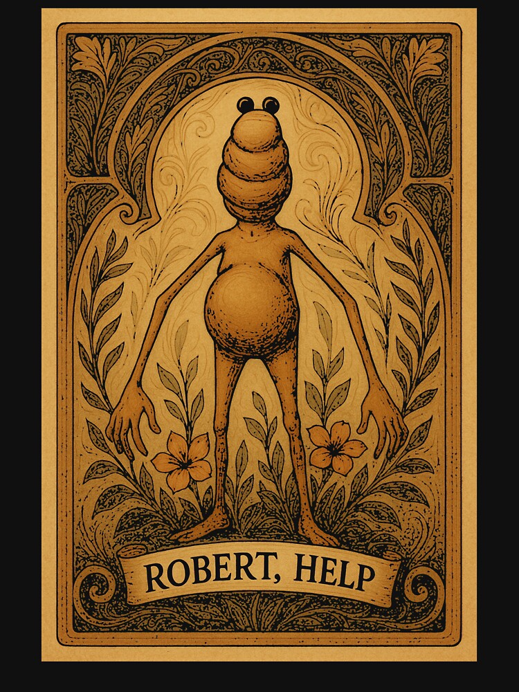 Robert Help, Marcus the Worm Unisex Sweatshirt, Unisex t shirt, VRChat Meme T Shirt, Weird t shirt, Funny Marcus the Worm Tarot Card Vintage by Rosqzz