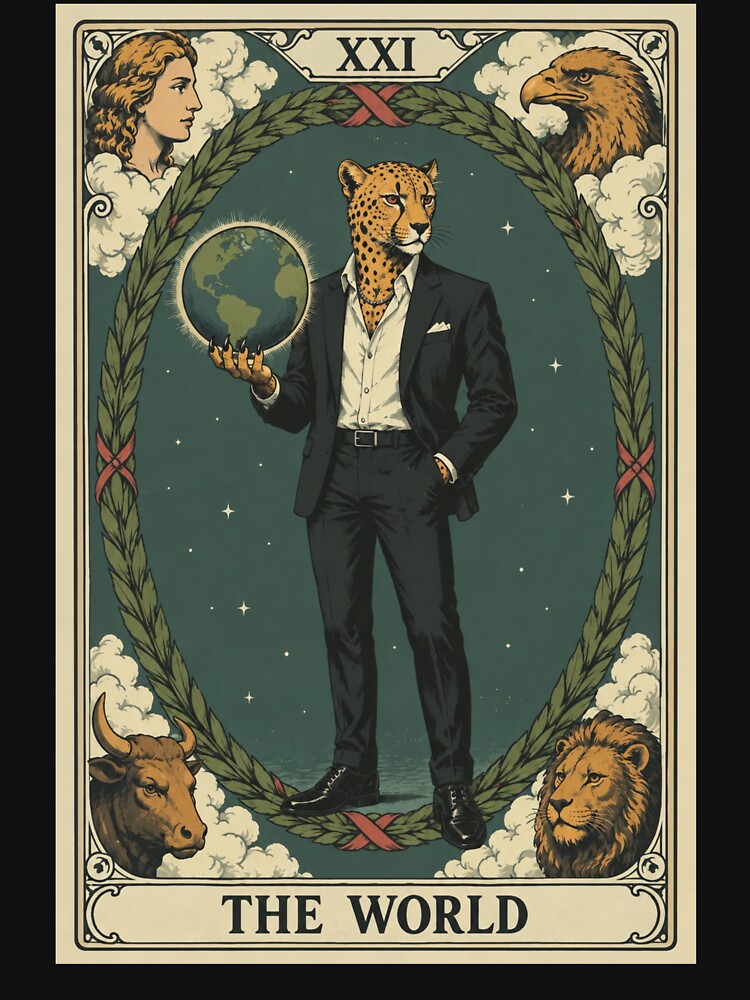 T-Shirt The World Tarot Card – Classy Cheetah by Animal Cosmic Society