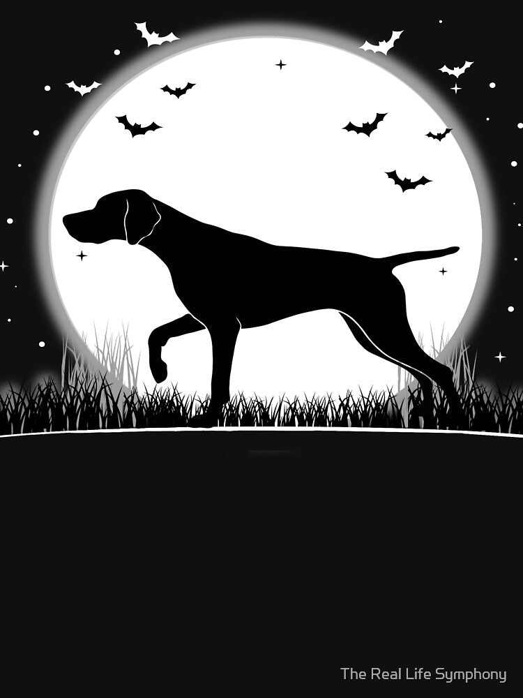 Pointer Pointing Dog – Halloween Moon Silhouette by The Real Life Symphony