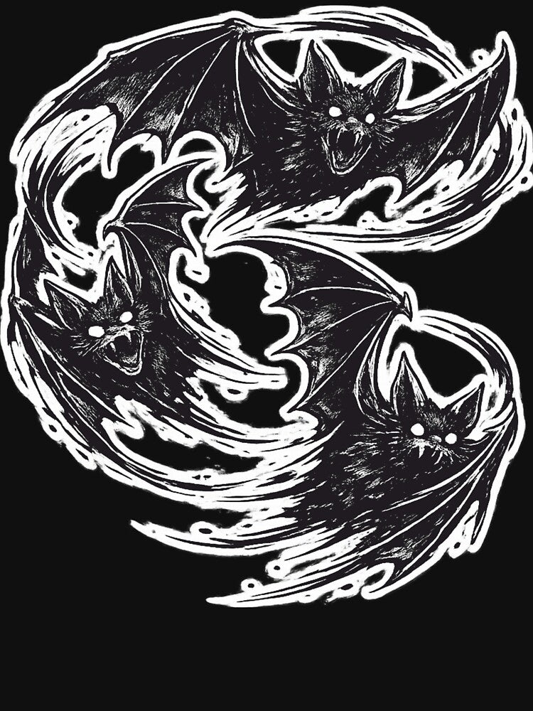 Flying Bats Illustration | Dark Gothic Art | Night Aesthetic Design by SergeyDigital