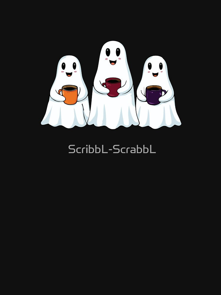 3 Ghosts with Coffee - Cozy Halloween by ScribbL-ScrabbL