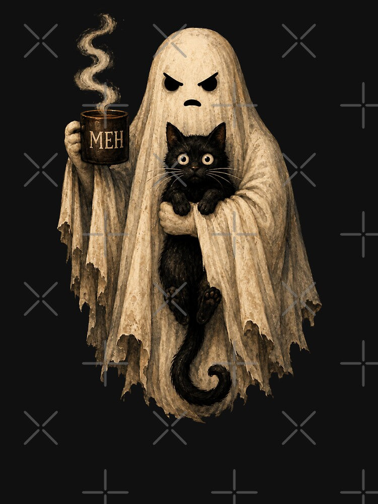 ghost halloween black cat by Starry Night Creative Art